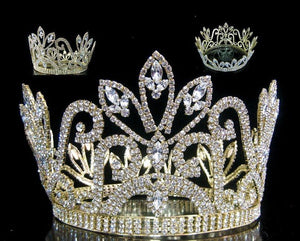 Mariola Rhinestone Beauty Full Round Gold Pageant Crown - CrownDesigners