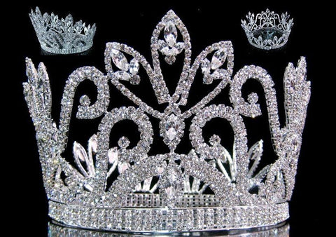 Mariola Rhinestone Beauty Full Round Silver Pageant Crown - CrownDesigners