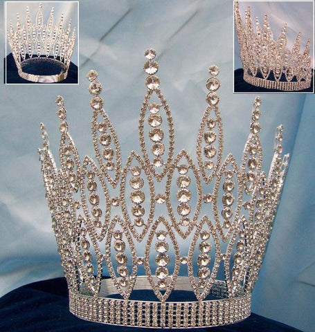 Queen of The Seven Seas RHINESTONE BEAUTY PAGEANT RHINESTONE CROWN TIARA 9 inches tall - CrownDesigners