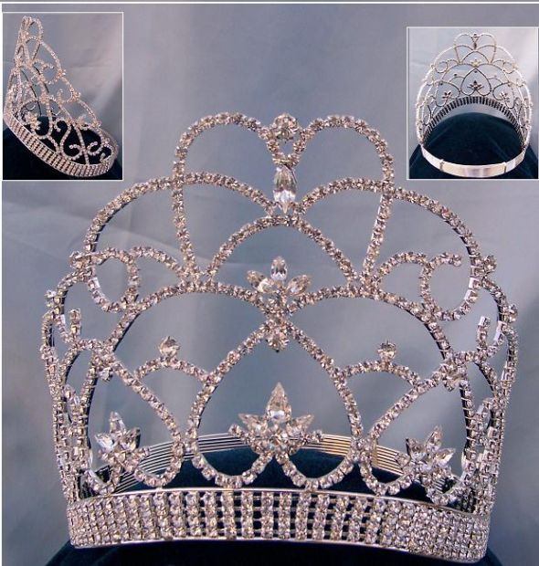 Beauty Pageant Queen, Princess rhinestone contoured crown tiara - CrownDesigners
