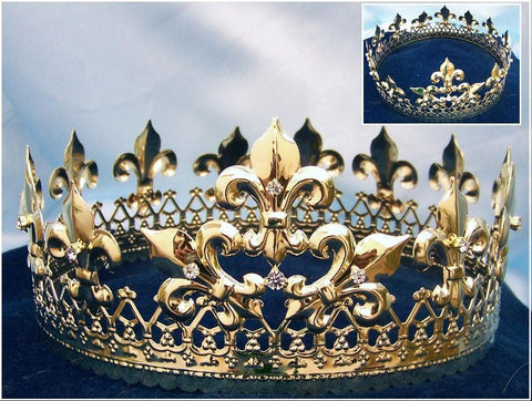 Majestic Queen King Full Gold Crown - CrownDesigners
