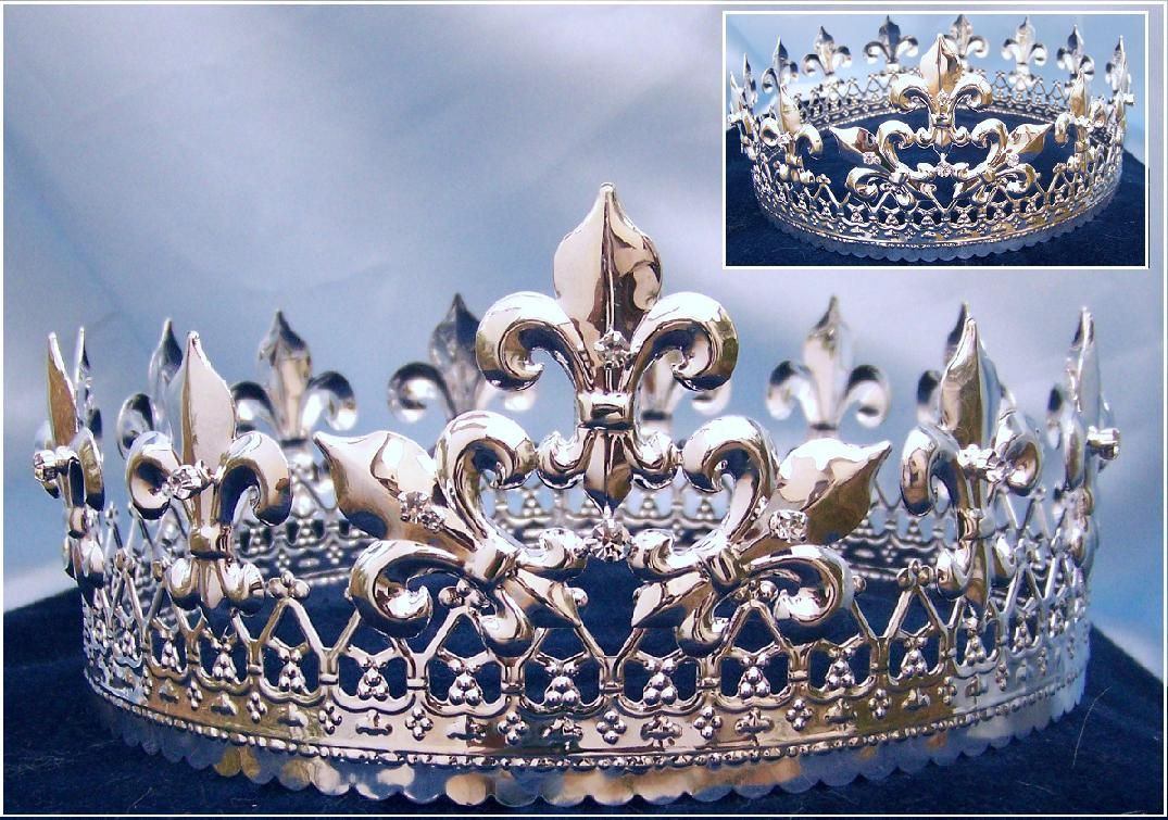 Magestic Queen King Silver Full Crown - CrownDesigners