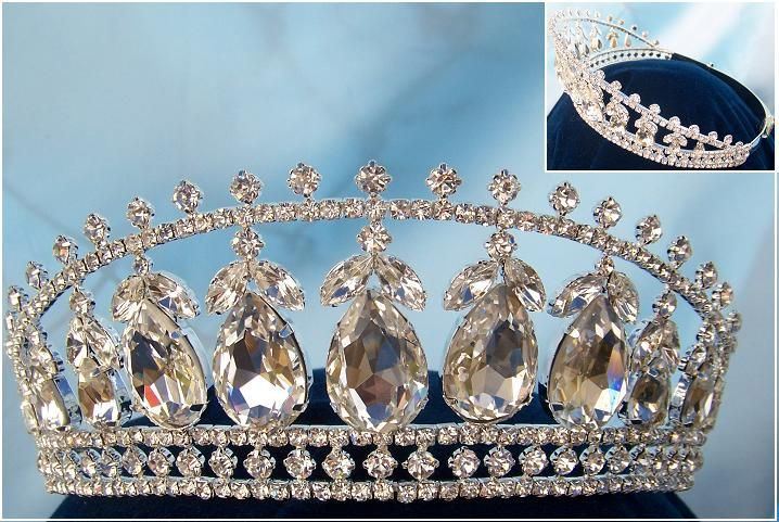 Beauty Pageant Queen Princess Bridal rhinestone crown tiara The Michelle Louise - CrownDesigners