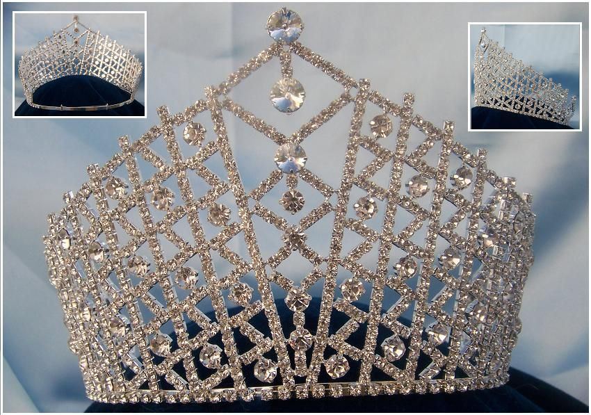 Miss Beauty Pageant Queen Rhinestone Silver Adjustable Crown Tiara - CrownDesigners