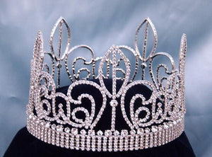 Imperial Rhinestone Full Men's Fleur D'lis Crown Silver - CrownDesigners