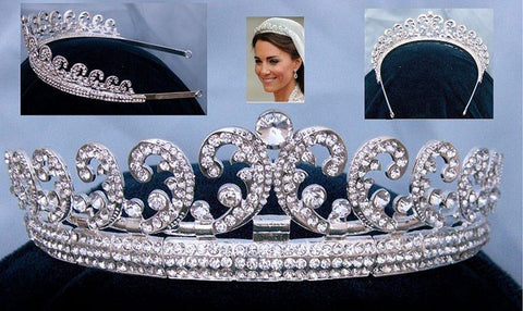 Royal Kate Middleton Inspired Crystal Diamante Silver Bridal Tiara Crown - CrownDesigners