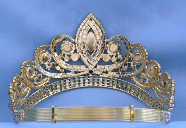 Aurora Borealis Gold Adjustable Crown Tiara