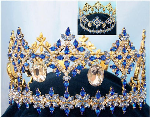 Byzantine Style full Regency Blue Sapphire Crown - CrownDesigners