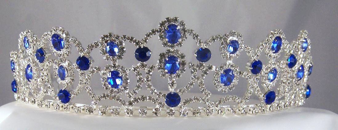 The Blue Sapphire Royal Empress Rhinestone Beauty Pageant Queen, Princess, Crown Tiara - CrownDesigners