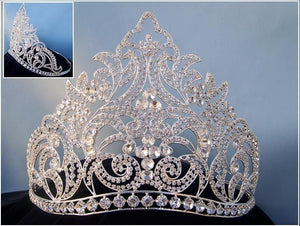 Danielle Beauty Pageant Rhinestone Silver Contoured Adjustable Crown - CrownDesigners