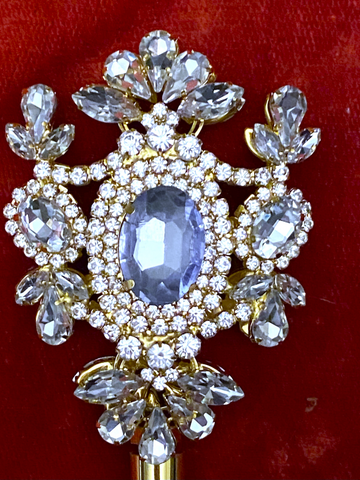 Russian Imperial  Dynasty Palace Gold  light Blue Rhinestone Scepter