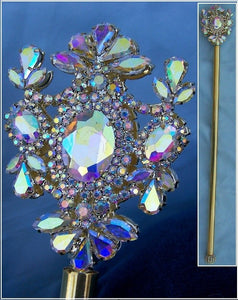 Russian Imperial  Dynasty Palace Gold  Rhinestone Scepter Aurora Borealis - CrownDesigners