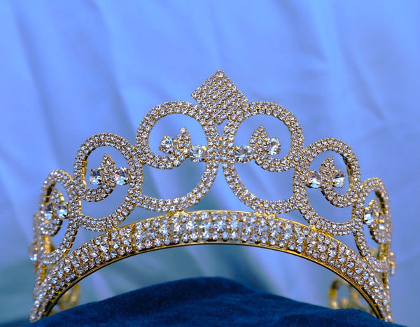 Adjustable Gold Rhinestone Crown Tiara Apparel & Accessories