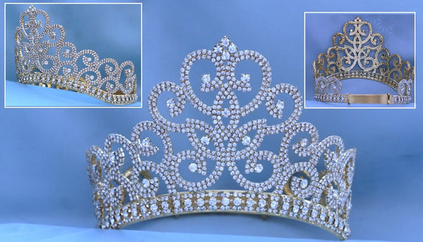 Adjustable Rhinestone Gold Crown Tiara Apparel & Accessories