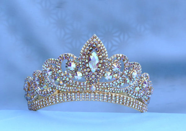 Aurora Borealis Gold Adjustable Crown Tiara Apparel & Accessories