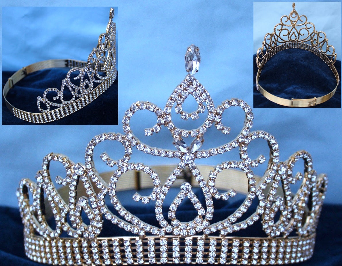 Beauty Pageant Gold Contoured Crown Tiara
