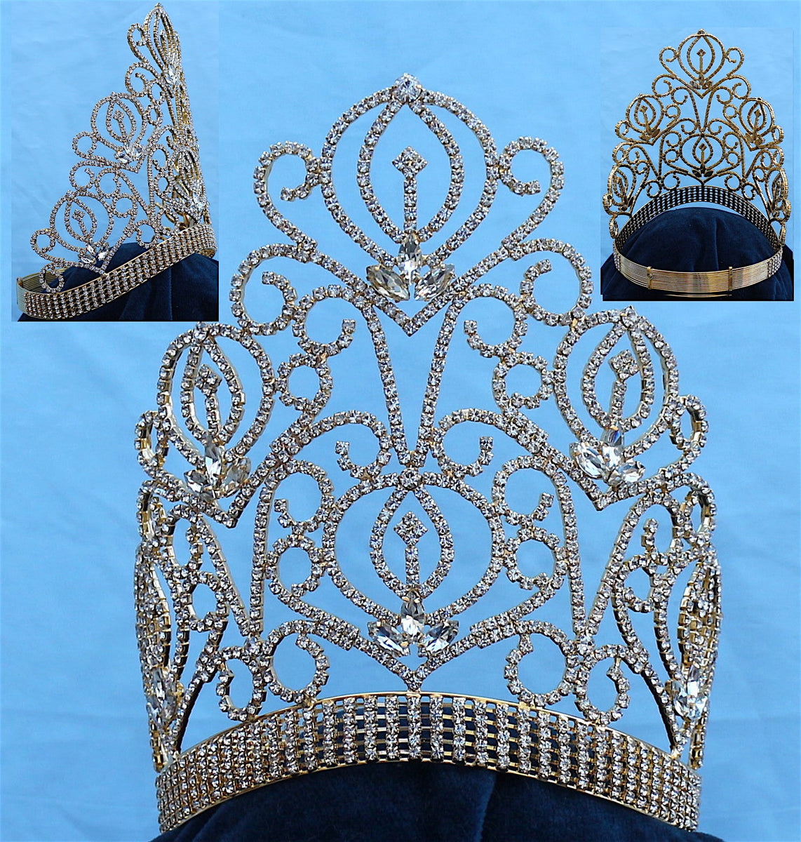 Pageant Gold Beauty Pageant Queen Adjustable Gold Rhinestone Tiffany Crown ...