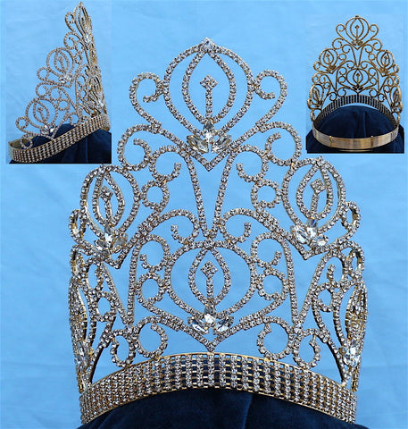 Beauty Pageant Queen Adjustable Gold Rhinestone Tiffany Crown