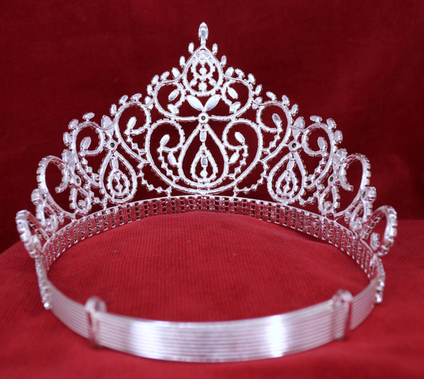 Beauty Pageant Silver Clear Crystal Adjustable Crown Tiara