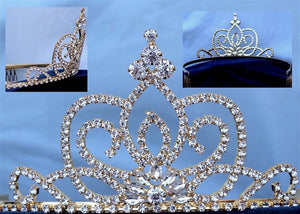 Bridal Queen Princess Rhinestone Gold Crown Tiara