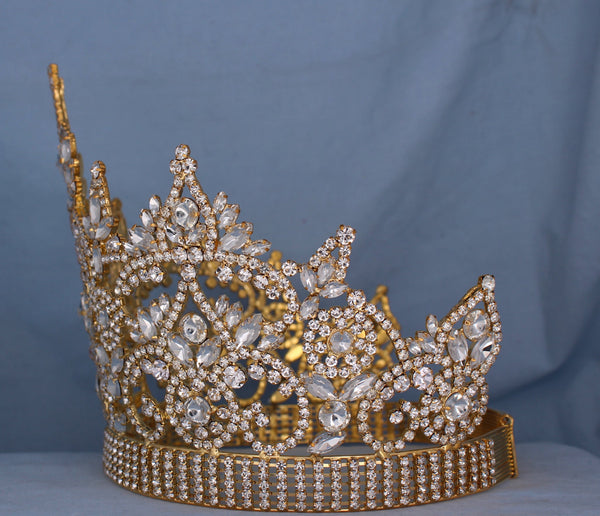 Continental Adjustable Rhinestone Gold Crown Tiara