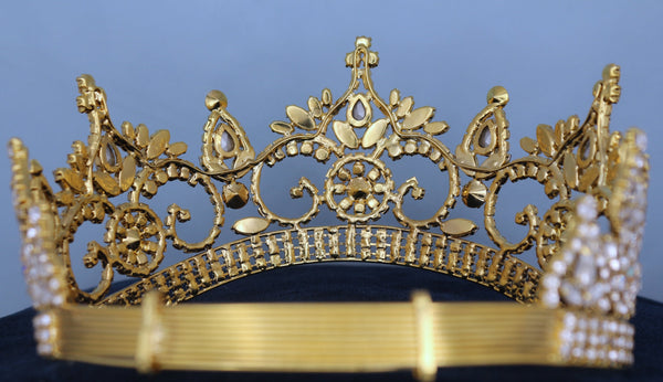 Continental Premium Gold Aurora Borealis Contoured Crown Tiara