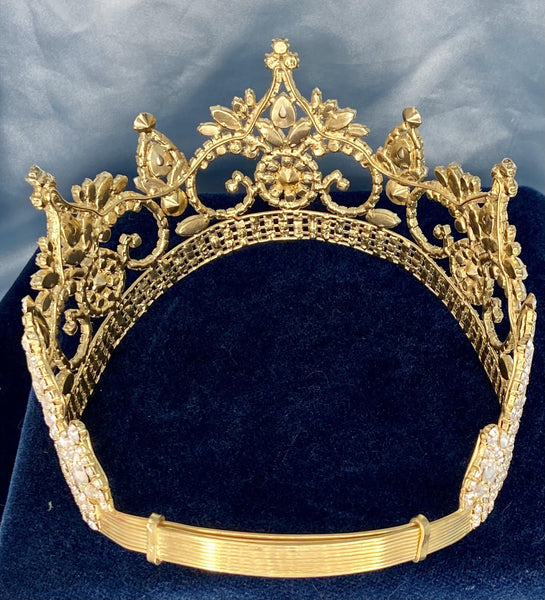 Continental Premium Gold Dark Pink Contoured Crown Tiara
