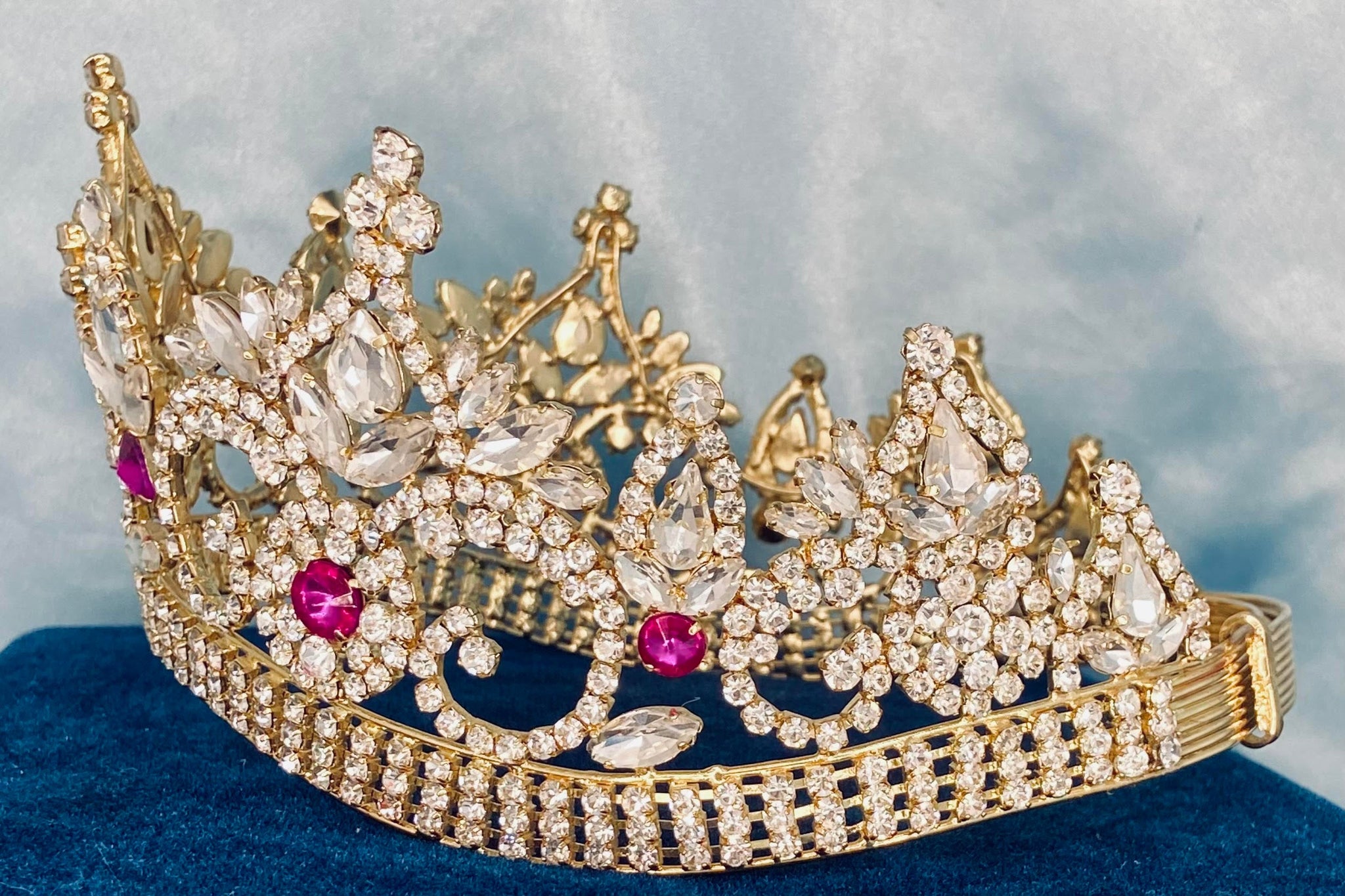 Pink/Gold Queen\'s Crown Pink Crystal Tiaras and Crowns Queen Princess Pageant Diadem  main image 2