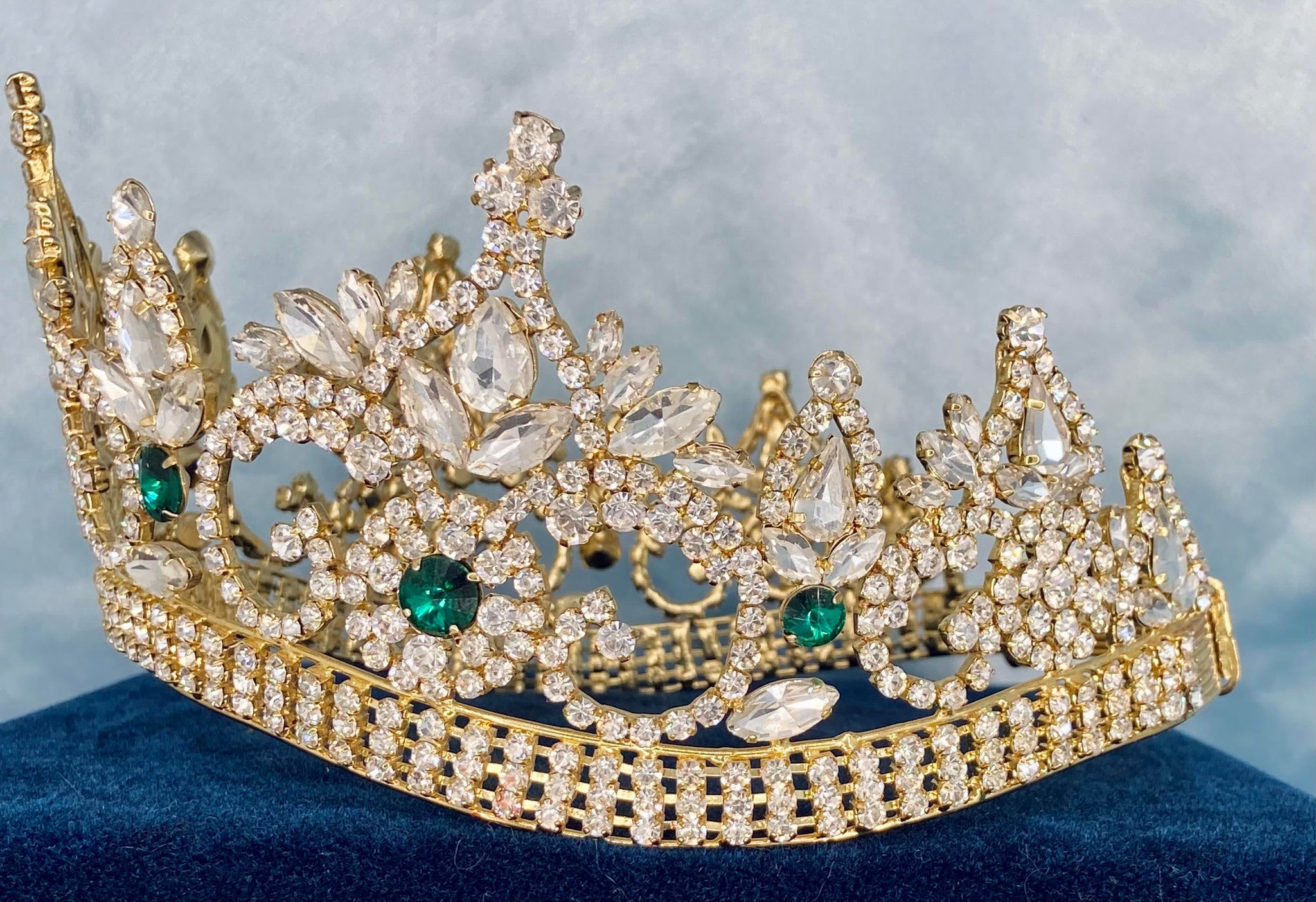 Elegant Green and Gold Tiara, high quality crystals FAST SHIPPING! Gold Refined Tiara Adorned With Green  main image 4