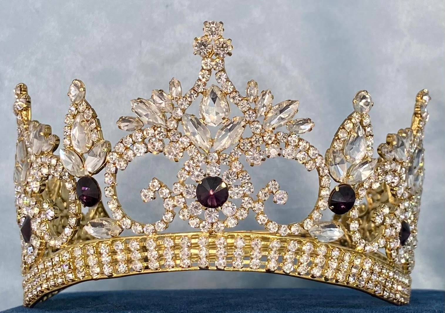Continental Premium Gold Purple Contoured Crown Tiara