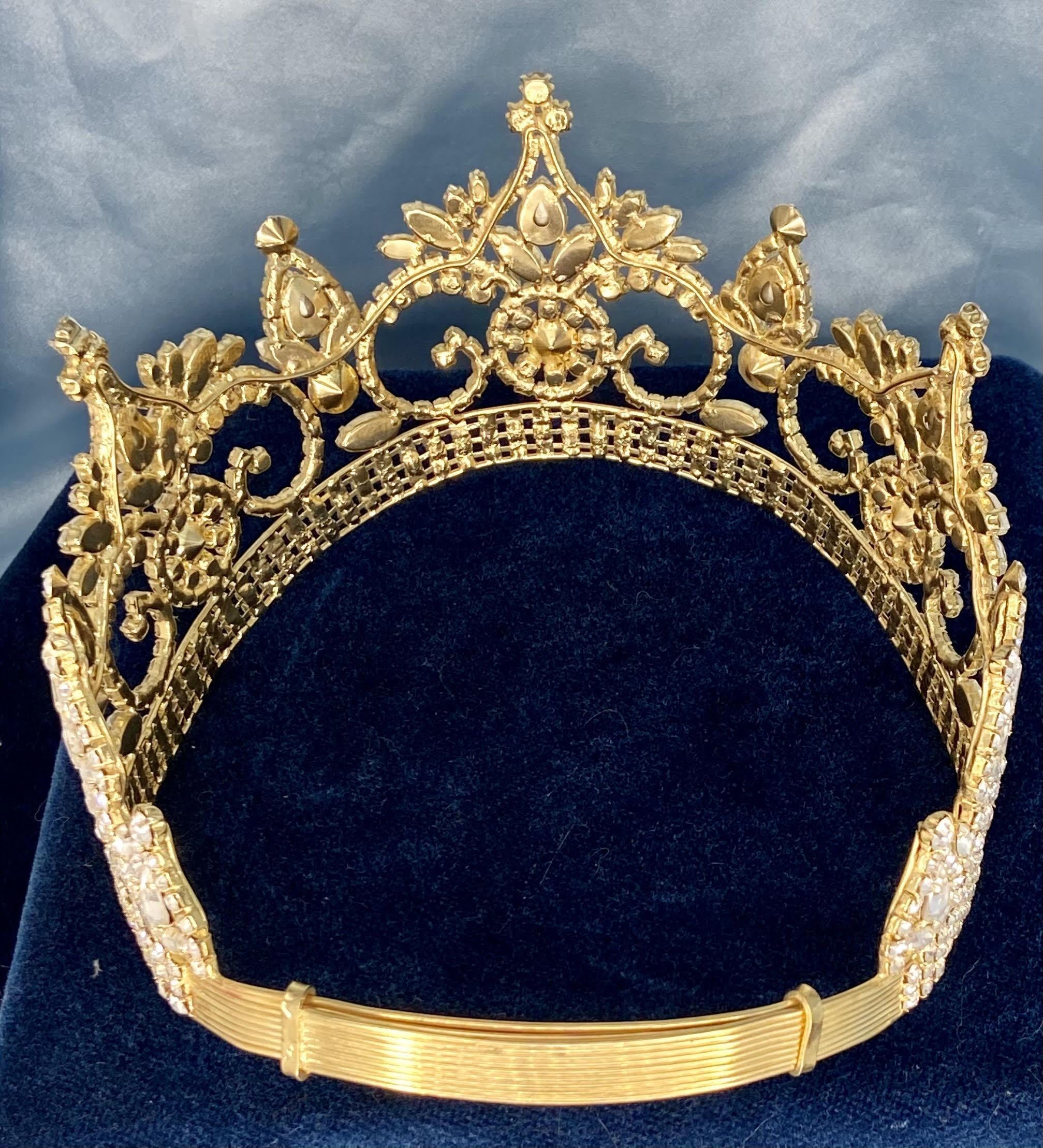 Continental Premium Gold Ruby Red Contoured Crown Tiara 