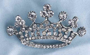 Crown Rhinestone Silver Brooch Pin