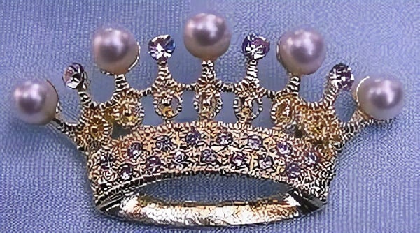 Edelweis Crown Rhinestone Crown Brooch Gold