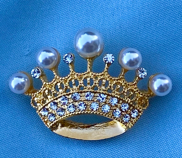Edelweis Crown Rhinestone Crown Brooch Gold RHINESTONE CROWN PINS