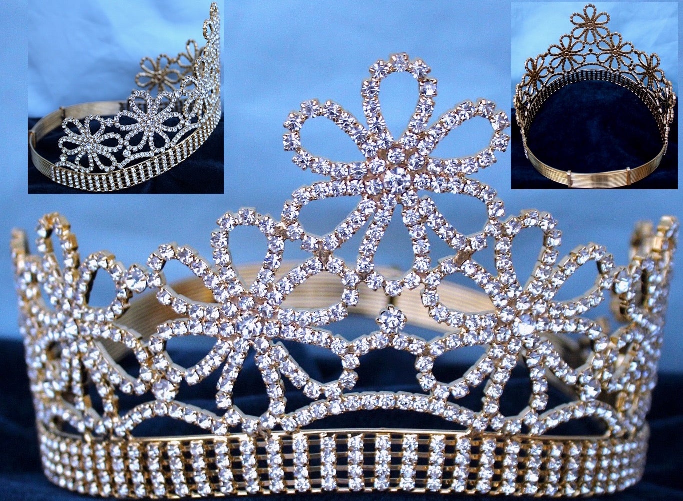 Floral Beauty Contoured Gold Crown (Adjustable)