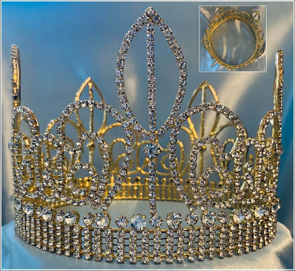 Imperial Rhinestone Full Men's Fleur D'lis Gold Crown