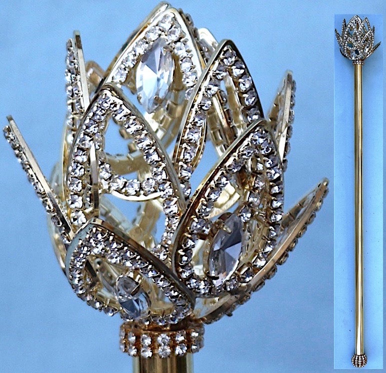 Imperial Royal Fleur Rhinestone Gold Scepter