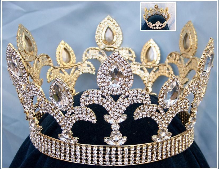 The Millenium rhinestone  UNISEX full gold crown - CrownDesigners
