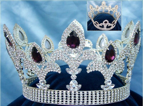 The Millennium Rhinestone UNISEX Full Silver Amethyst Purple Crown - CrownDesigners