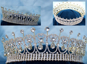 Diana Full Gold Rhinestone Crown - CrownDesigners