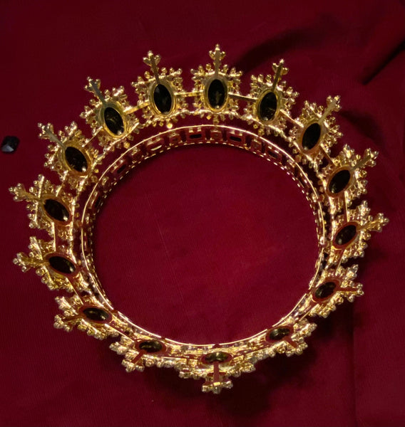 Men's Unisex Rhinestone Gold Full Black Royal Premium Crown