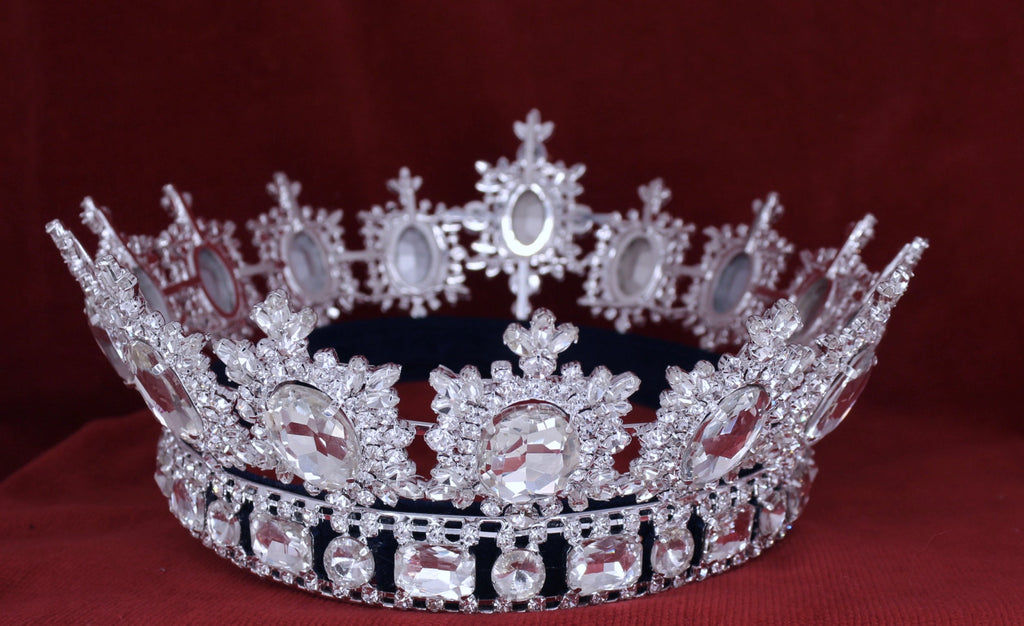 Men's Rhinestone Crown Clear Royal Premium Silver