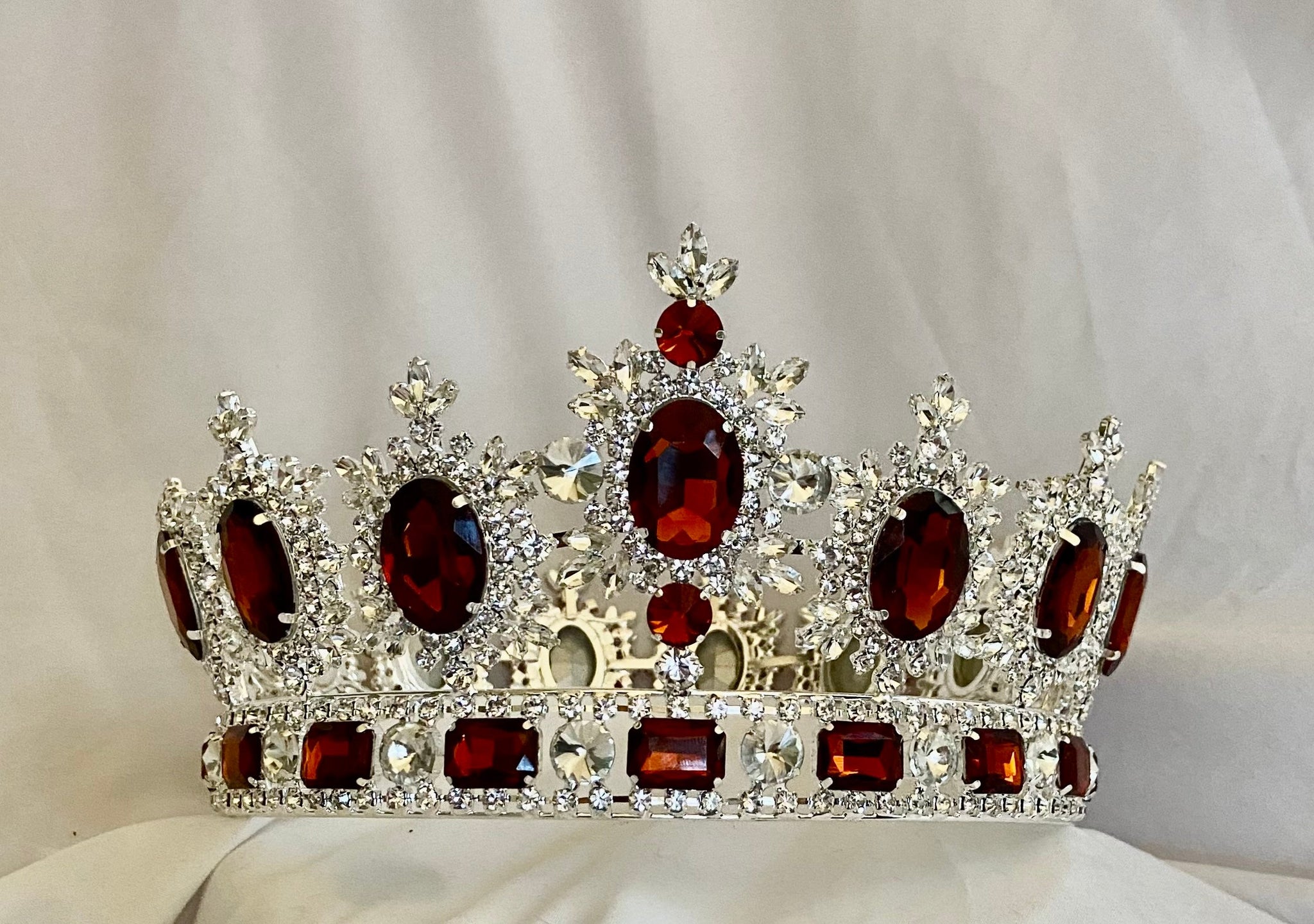 Men's Unisex Rhinestone Silver Full Dark Amber Royal Premium Crown