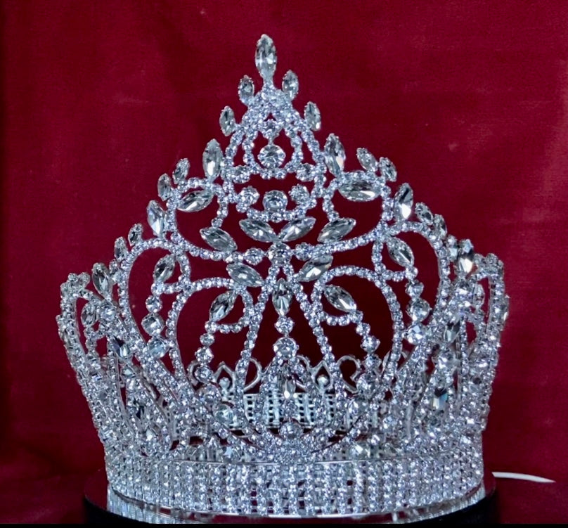 Pageant Crown Miss American Beauty Full Silver Rhinestone Pageant Crown – CrownDesigners