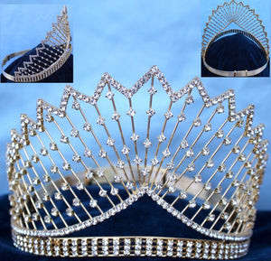 Miss Beauty Queen Rhinestone Crown Gold Starlight Tiara