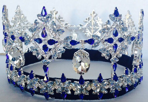 Byzantine Style Full Regency Rhinestone blue Sapphire Crown - CrownDesigners