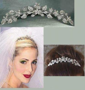 Beautiful Rhinestone Bridal Floral Comb - CrownDesigners