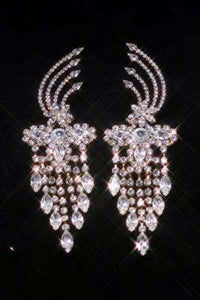 Beauty Pageant Rhinestone Vanderbilt Dangling Gold Earrings - CrownDesigners