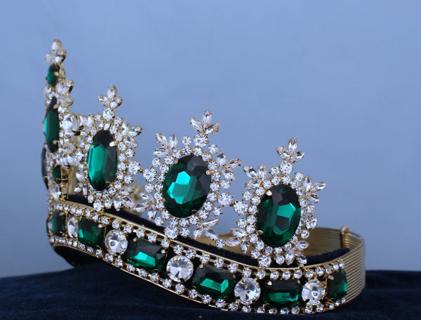 Rhinestone Adjustable Contoured Royal Premium Gold Crown