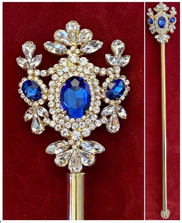 Russian Imperial Dynasty Palace Gold Blue Sapphire Rhinestone Scepter